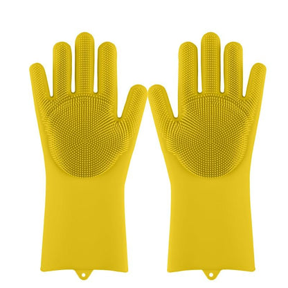 Magic Silicone Dishwashing Gloves with Scrubber