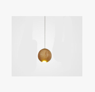 Wooden Round Ball Pendant Light for Creative Living Room