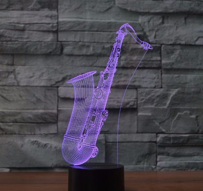 3D LED Saxophone Night Light with Custom Logo