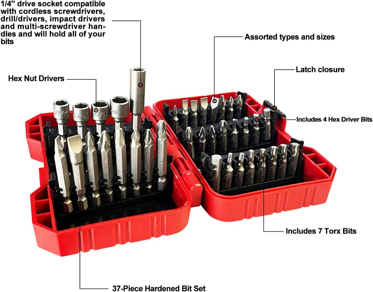 37 Piece Impact Screwdriver Bit Set