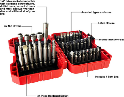 37 Piece Impact Screwdriver Bit Set