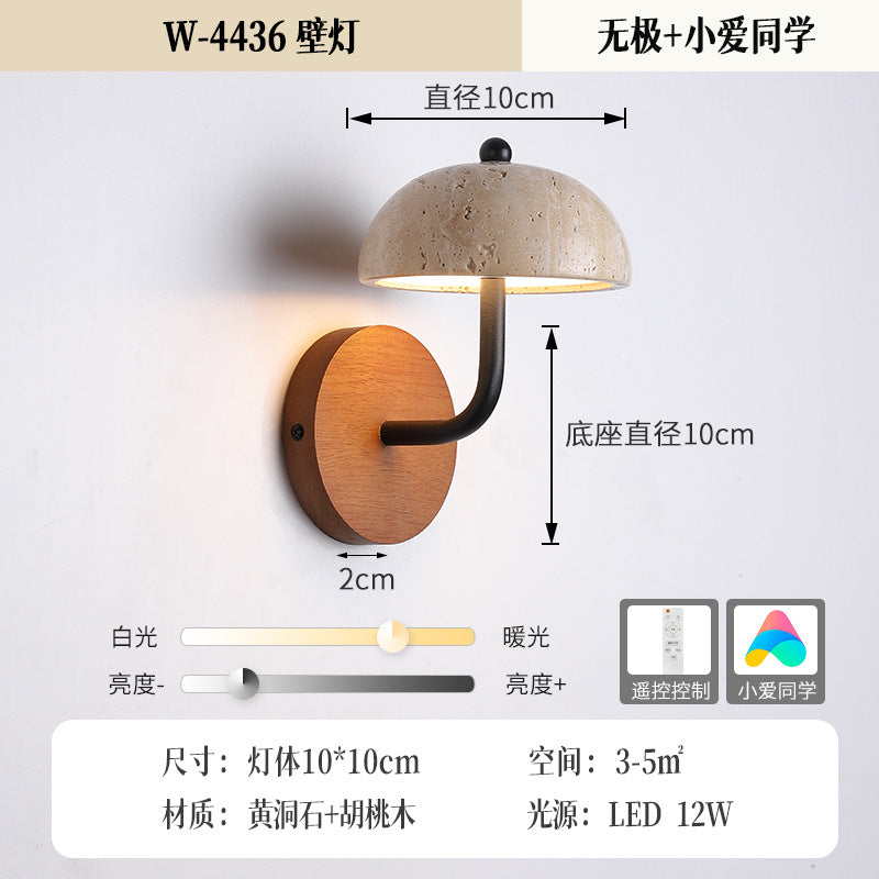 Wabi-Sabi Yellow Stone Wall Lamp for Bedroom Decor