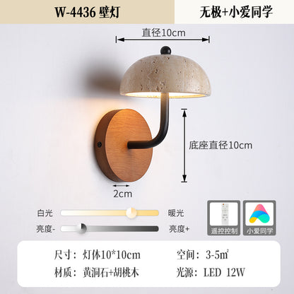 Wabi-Sabi Yellow Stone Wall Lamp for Bedroom Decor