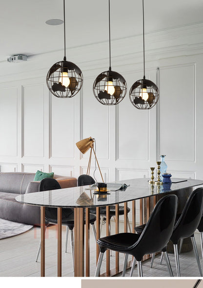Industrial Vintage Globe Pendant Light for Dining Room