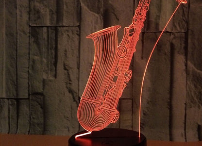 3D LED Saxophone Night Light with Custom Logo