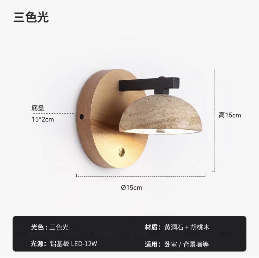 Wabi-Sabi Yellow Stone Wall Lamp for Bedroom Decor
