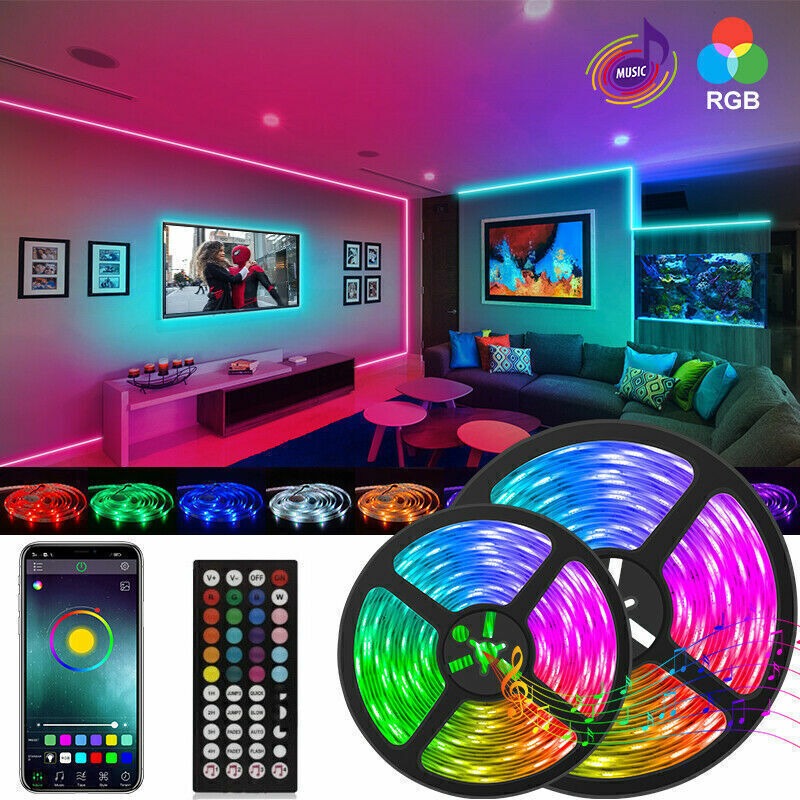 5050 RGB LED Strip Lights with Bluetooth & Remote