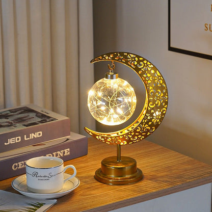 LED Star and Moon Iron Ball Decorative Table Lamp