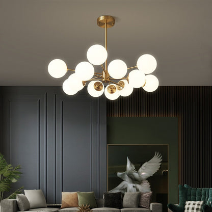 Full Copper Modern Nordic Glass Chandelier