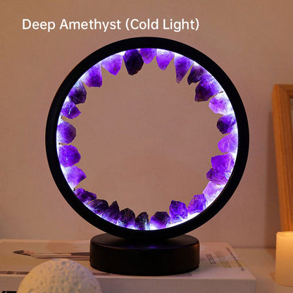 LED Rechargeable Bedside Lamp with Amethyst Cluster