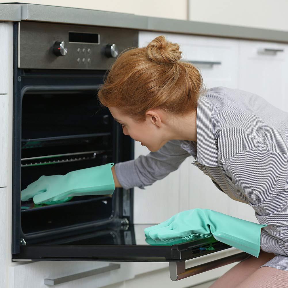 Magic Silicone Dishwashing Gloves with Scrubber