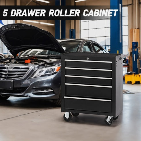 5 Drawer Rolling Tool Chest with Lock and Wheels