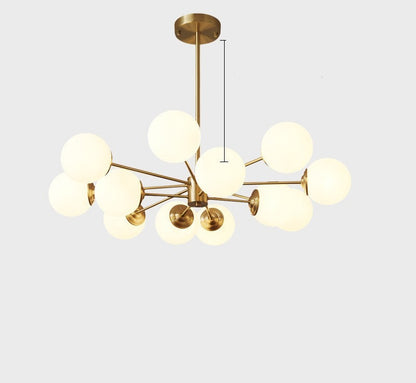 Full Copper Modern Nordic Glass Chandelier