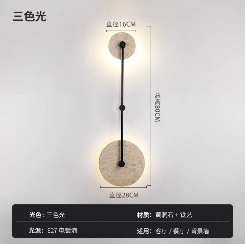 Wabi-Sabi Yellow Stone Wall Lamp for Bedroom Decor