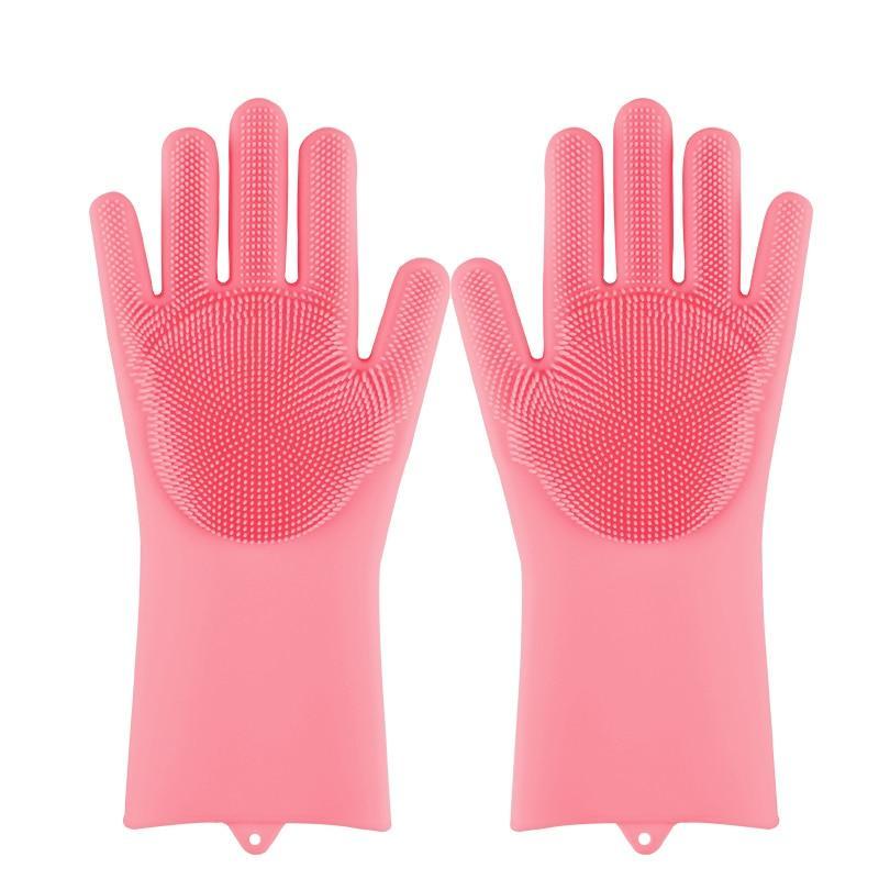 Magic Silicone Dishwashing Gloves with Scrubber