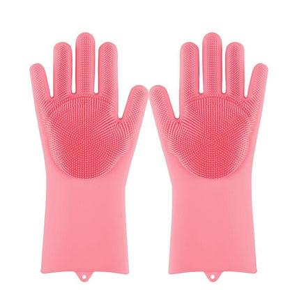 Magic Silicone Dishwashing Gloves with Scrubber