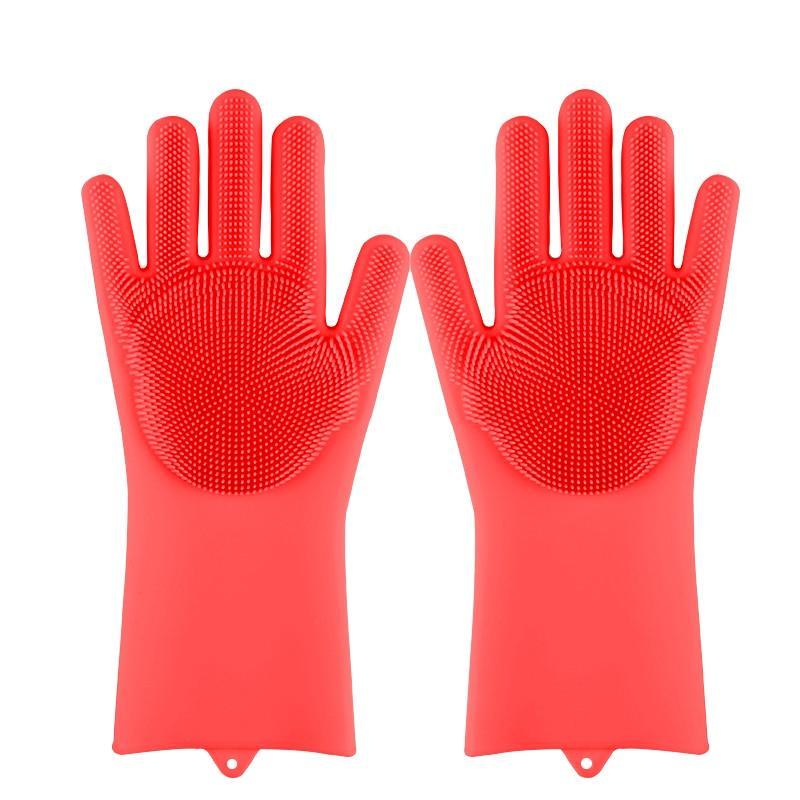 Magic Silicone Dishwashing Gloves with Scrubber