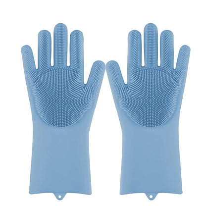 Magic Silicone Dishwashing Gloves with Scrubber